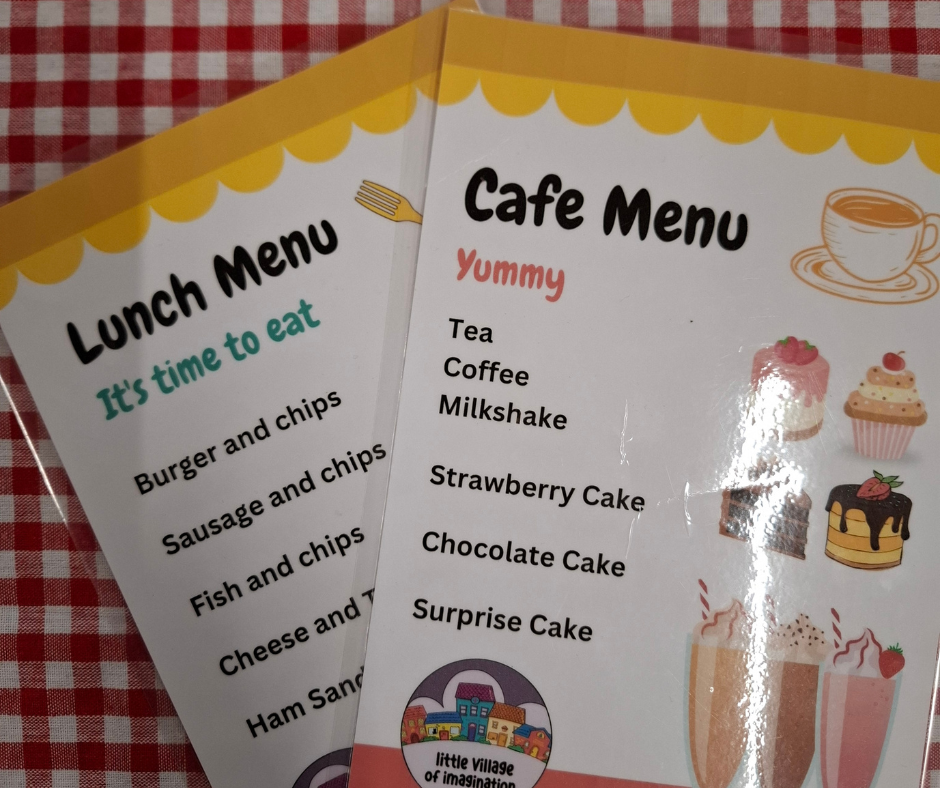 Printable café role play menus for children’s imaginative play and learning